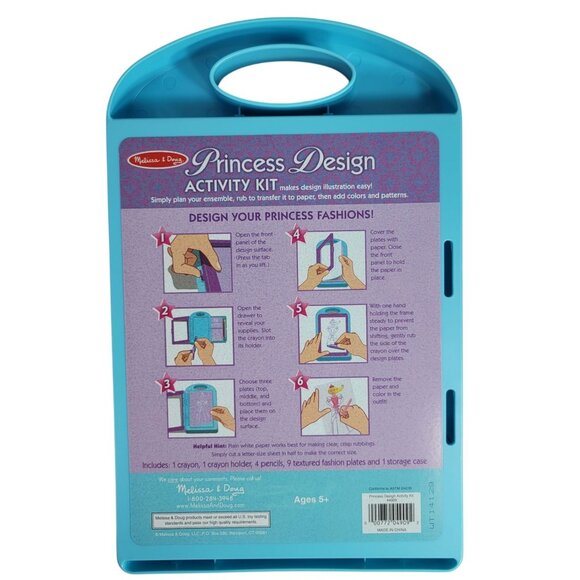 Melissa & Doug Princess Fashion Design Activity Kit Set of 2 Rubbing Arts Crafts - Picture 7 of 8